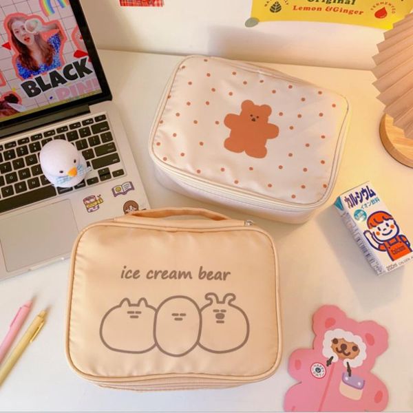 

1pc cute bear cosmetic bag pouch large capacity home storage makeup beauty case