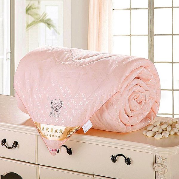 

bedspread natural/mulberry silk comforter for winter/summer twin queen king full size duvet/blanket/quilt white/pink/beige filler