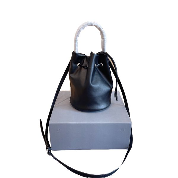 

women luxurys designers totes bags handbag shouder crossbody bag pure color simplicity genuine leather bucket shape ladies handbags letter p