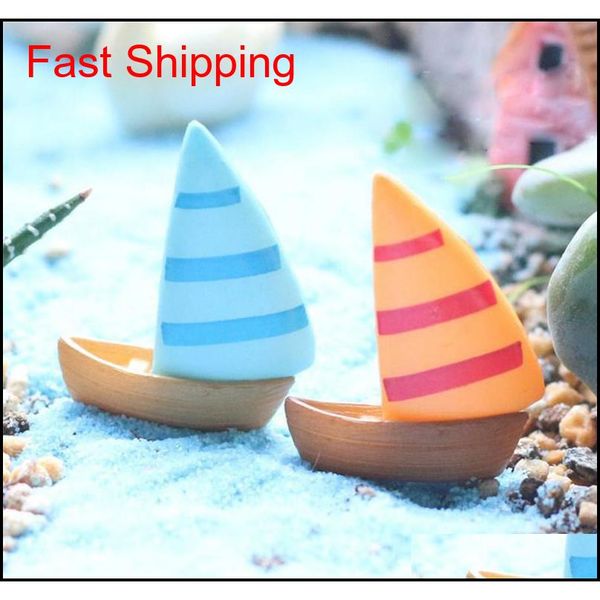 

5pcs beach landscape micro garden decoration ornaments resin crafts mini sailboat boats mod qylmax homes2007