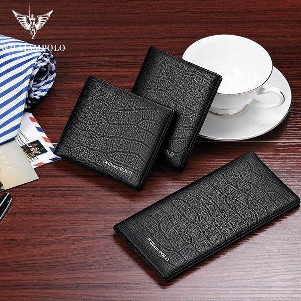 

wallets williampolo men luxury wallet genuine leather crocodile pattern bifold money coin case holder cash pocket purse, Red;black