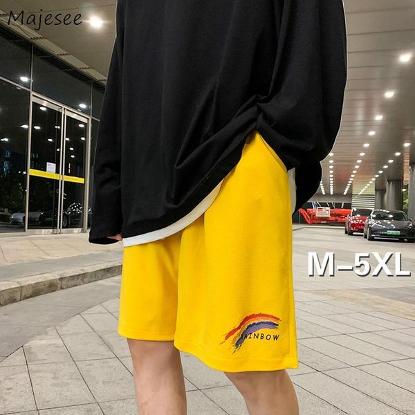 

men's shorts men casual plus size 5xl print rainbow summer breathable knee length straight trousers male all-match ulzzang students, White;black