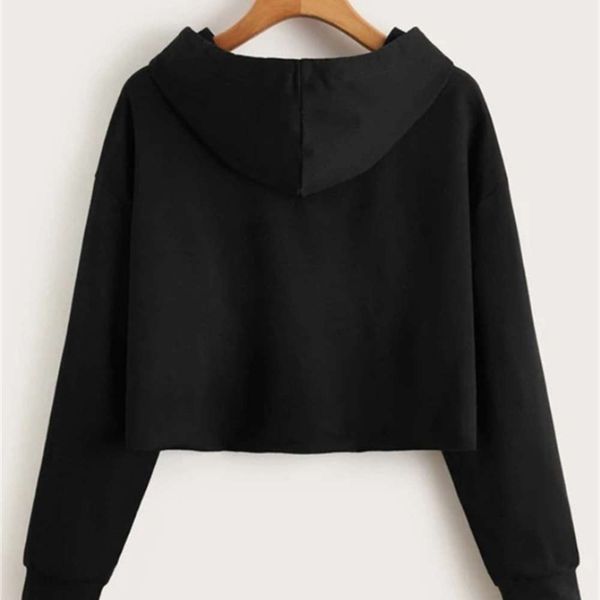 

designer round women's new autumn fashion navel exposed solid neck short long sleeve sweater for tracksuit sport suit women sweatshirt, Black