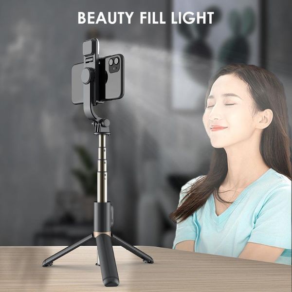 

q03s tripod with bluetooth remote fill light foldable bluetooth mini selfiestick aluminum extendable selfie stick