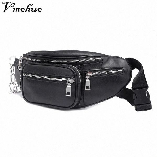 

vmohuo zipper waist pack bag pu leather shoulder chest bags crossbody bag big capacity ladies handbag fanny waist packs 61id#