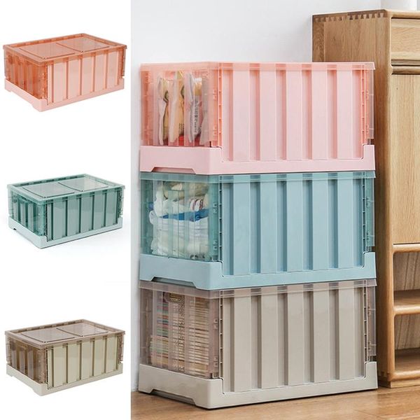 

storage drawers foldable plastic transparent box large-capacity finishing household pure color with lid