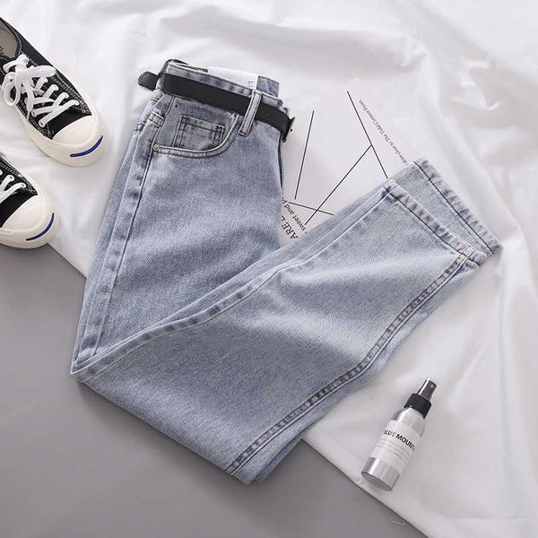 

women jeans mother broek spring new korean version of light colored vegetables loose wild high tail friend, Blue