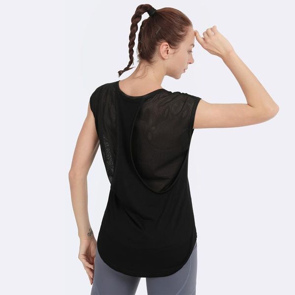 

yoga outfit women sport shirt mesh patchwork loose running fitness short sleeve t-shirt quick dry gym workout blouse crop