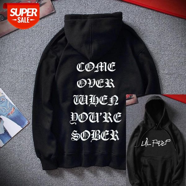 

lil peep come over when you're sober tour concert vtg reprint hoodies cool men hip hop streetwear cotton fleece sweatshirt #pe6n, Black