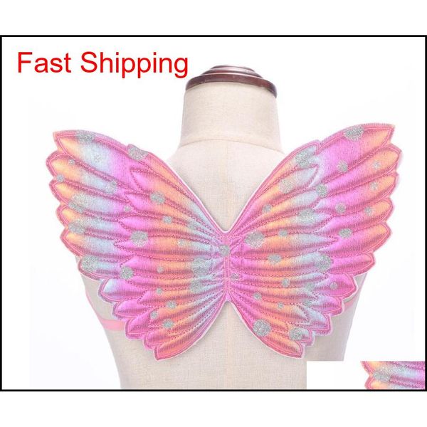 

cute girls costumes performance props gradient color butterfly princess angel wings fairy stick kids dress up playin qylccb beauty888, Silver