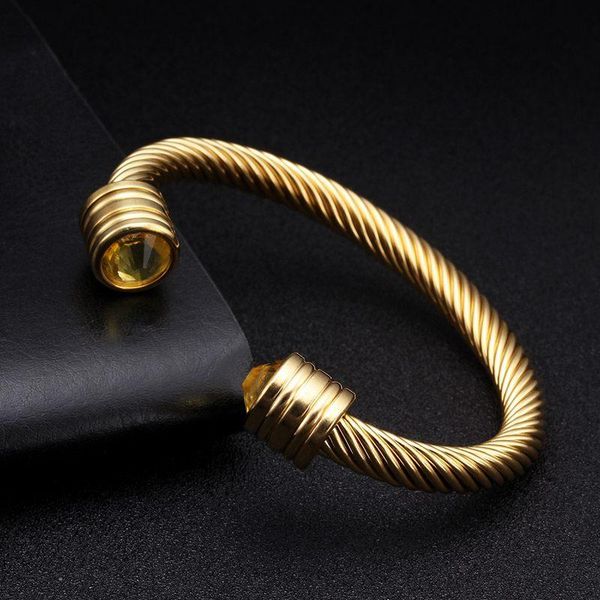 

charm bracelets luxury braided open cuff men male sporty bangles trendy stainless steel chain link vintage with crystal jewelry, Golden;silver