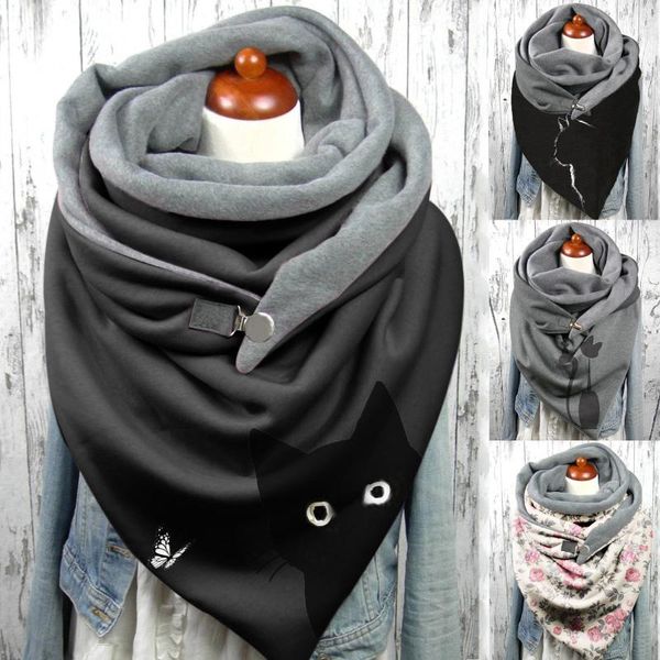 

scarves women printing scarf designer 2021 knitted spring winter plaid warm cashmere shawls neckerchiefs for, Blue;gray