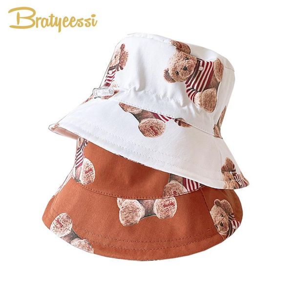 

caps & hats cartoon kids bucket hat for boys girls adjustable baby beach accessories children cap 2-5y, Yellow