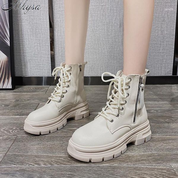 

boots 2021 autumn women's shoes fashion waterproof platform short leather comfortable11, Black