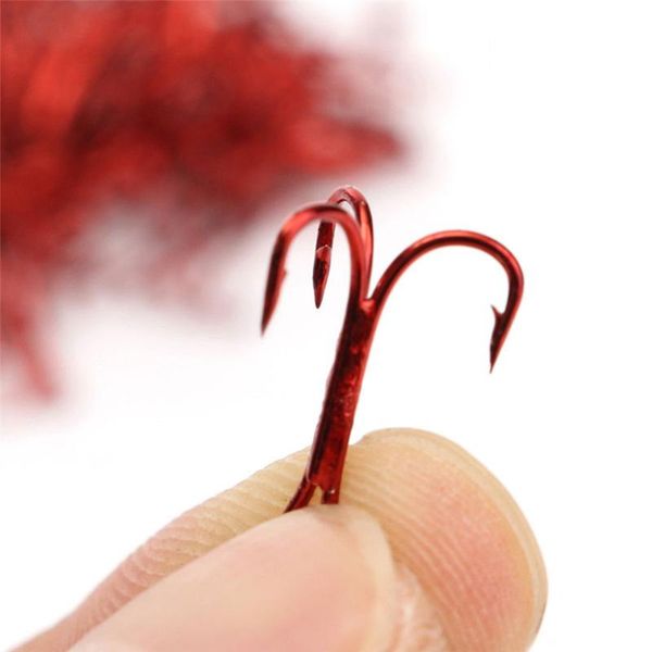 

50pcs/set red fishhook carbon steel treble jig hooks fishing hooks 2/4/6/8 sale