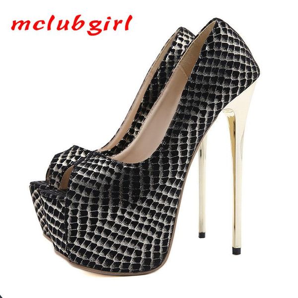 

sandals mclubgirl summer fashion round head fish mouth high heels shallow nightclub women's shoes plus size zl, Black
