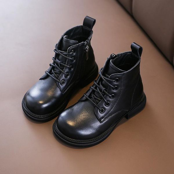 

boots girls comfortable sports shoes pu surface children korean casual non-slip wear-resistant children, Black;grey