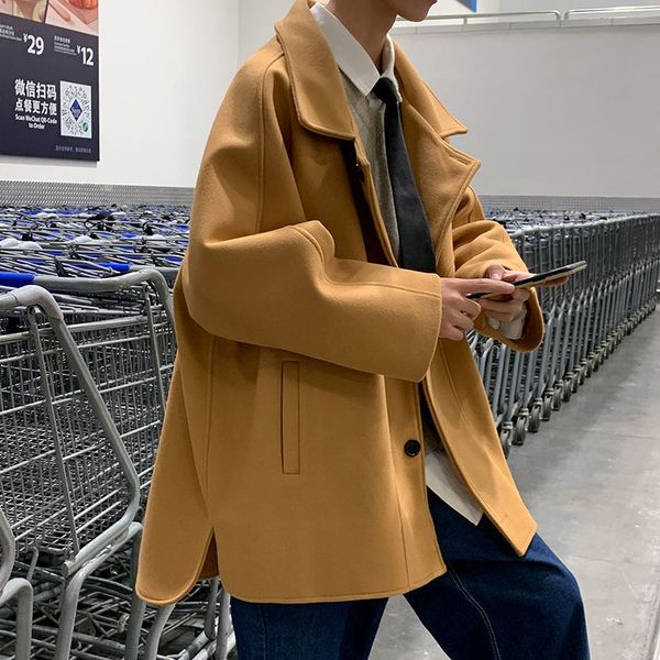 

2021 winter thick men's warm fashion casual long men style oversized woolen coat mens overcoat wrph, Black