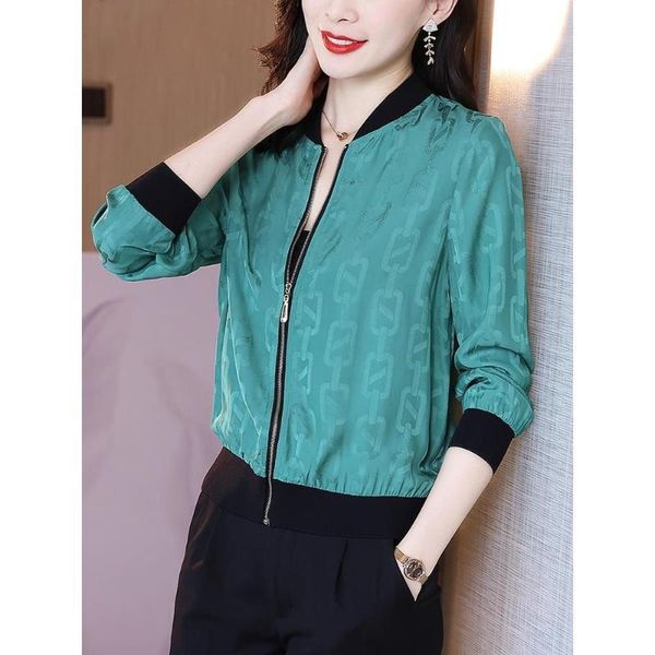 

women's jackets long-sleeved baseball uniform jacket ladies 2021 spring and autumn casual loose sunscreen all-match top, Black;brown