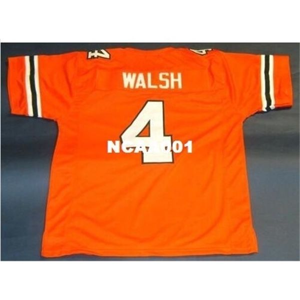 

custom 668 #4 steve walsh university of miami hurricanes orange college jersey size s-4xl or custom any name or number jersey, Black