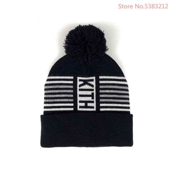 

kith striped beanie winter hats for women men brimless ice cap hip hop ladies winter skullies outdoorytiscategory, Blue;gray
