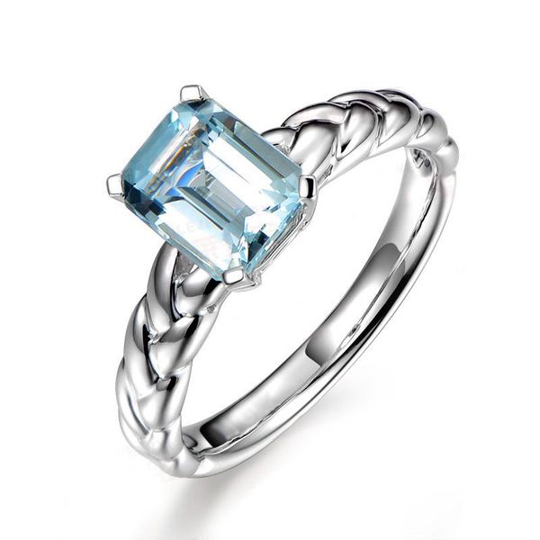 

QYI 3 CT Emerald Cut Natural Topaz 925 Silver Rings Trendy For Women Solitaire Engagement Wedding Gemstone Party Rings, Golden;silver