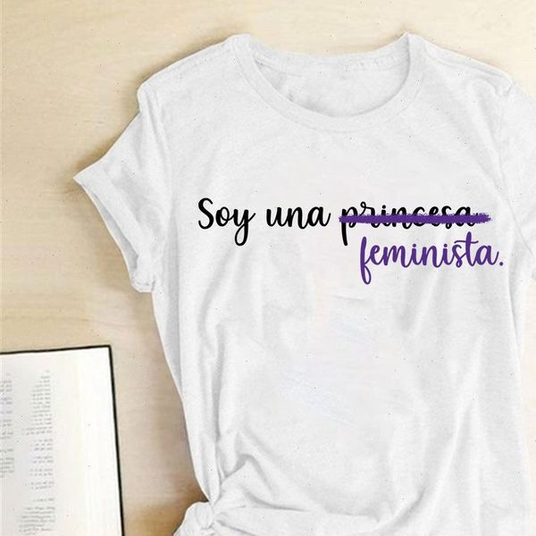 

2021 new feminist feminism women t shirt soy una feminista print woman shirts for 90s girls causal graphic femme ropa mujer, White