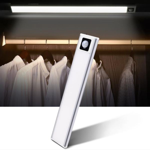 

ultra-thin 20/40cm pir motion sensor led kitchen cabinet light usb recharge wall lamp portable night light for wardrobe cupboard