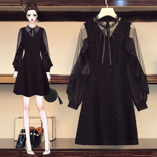 

new large women's dress for spring 2021, Black;gray