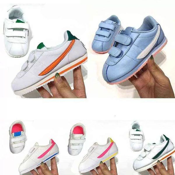 

kids children retro cortez basic sneaker shoes infant sl tdv toddler low strap running shoes triple white pink new born baby youth leather s