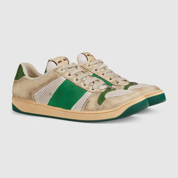 

men's and women's casual shoes designer women screen leather sneakers have experienced retro and painful transformation red green, Black