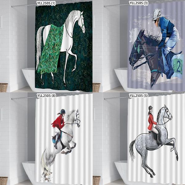 

shower curtains cartoon horse riding curtain sets bathroom set white curtins for livingroom