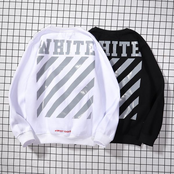 

off trendy diagonal stripe basic printed round neck sweater, Black