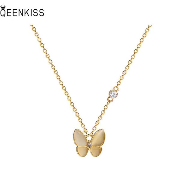 

chains qeenkiss nc705 fine jewelry wholesale fashion woman girl birthday wedding gift butterfly zircon 18kt gold clavicle necklace, Silver