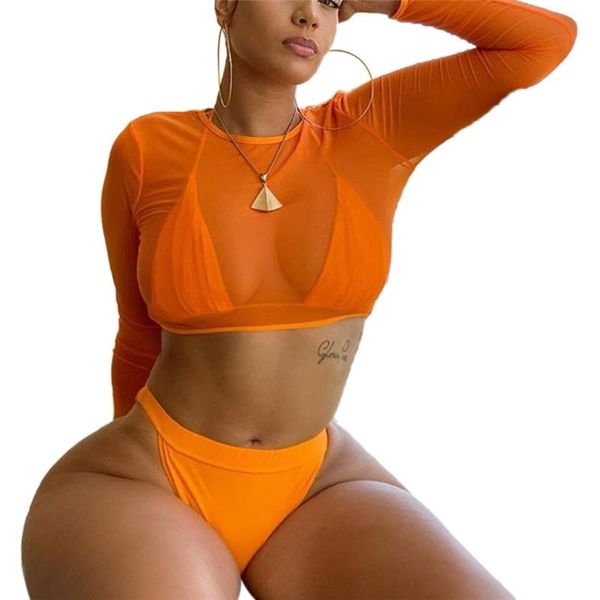 

women's swimwear 3pcs womens bikini+cover up set push padded swimsuit bathing suit swimming costume 2021 summer holiday beach wear, White;black