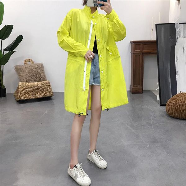 

women's trench coats 2021 coat for women streetwear polyester sunscreen summner/autumn full length long outwear, Tan;black