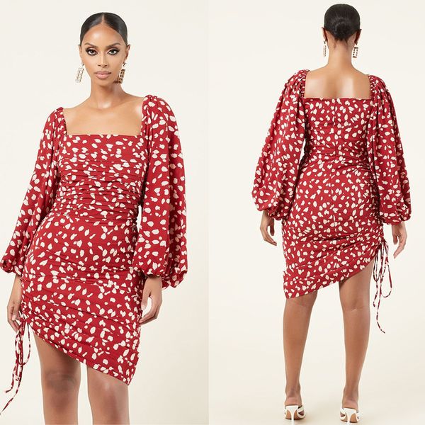 

african plus size women's printed puff sleeve drawstring dress, Black