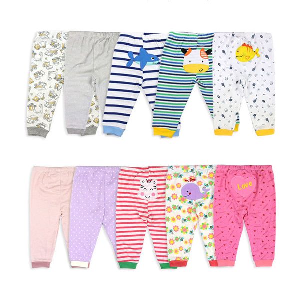 

[5pcs/lot random color]cartoon print baby pants cotton baby leggings spring autumn toddler boy pants newborn infant clothing 210226, Blue