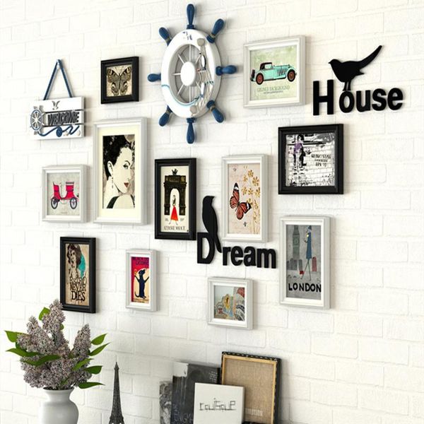 

frames and mouldings black white creative wall hanging picture frame 11 pieces/set po combination for home decor art gift quadros de parede
