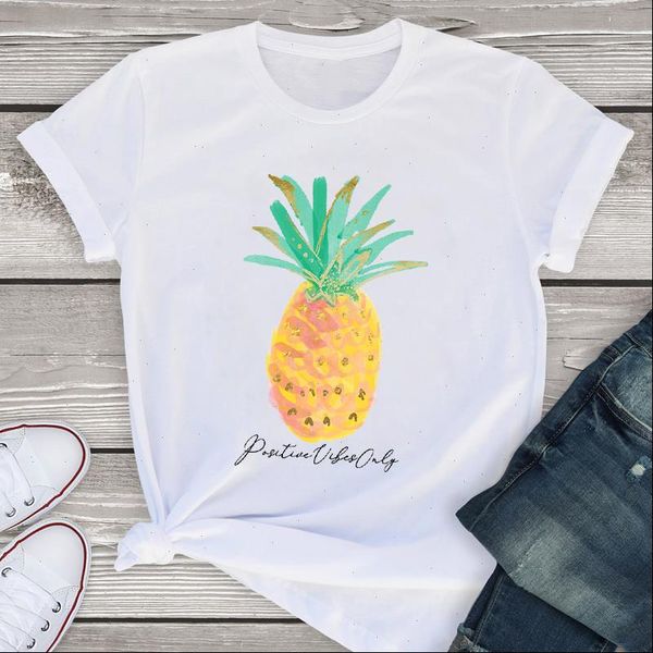 

women graphic sweet short sleeve pineapple clothes print summer lady womens clothing t shirt tees female t shirt, White