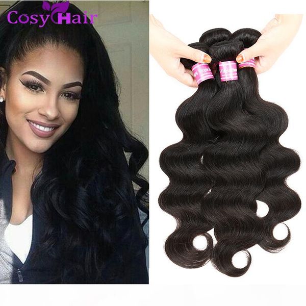

peruvian human hair body wave natural color human hair extensions 4 bundle deals peruvian virgin hair human weaves, Black