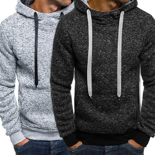 

men's hoodies & sweatshirts 2021 brand long sleeve solid color hooded mens sweater tracksuit pullovers casual men sportswear, Black