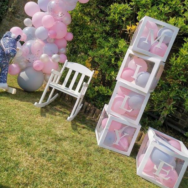

party decoration baby shower box filled ballon a-z letters backdrops gender reveal one year old birthday decor kids boy&girl 1st birth