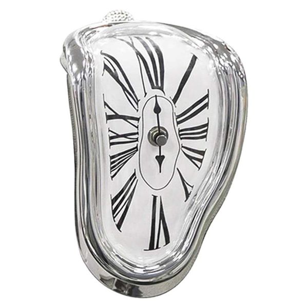 

wall clocks roman numeral twisted clock retro plastic living room personality mute melting