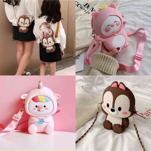 

korean versatile animal messenger female new cartoon silicone zero wallet parent-child lovely chain mobile phone small bag
