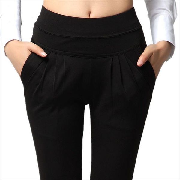 

normov 2 colors casual women pants harem fashion solid loose mid waist plus size long trousers slim female, Black;white