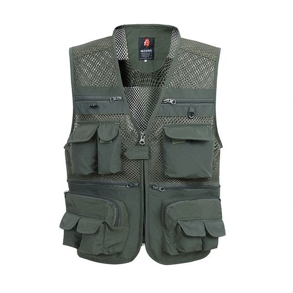 Gilet estivo in maglia per uomo Primavera Autunno Maschile Casual sottile traspirante Gilet multitasche Mens Baggy 5XL Gilet con molte tasche 211104