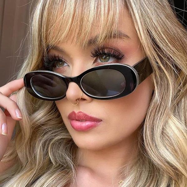 

sunglasses vintage oval women designer small frame plastic sun glasses retro black pink eyewear ladies goggle, White;black