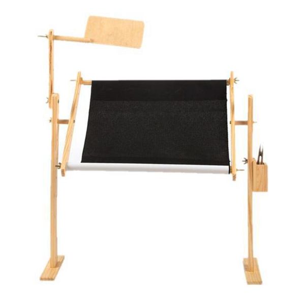 

solid wooden needlework handmade tools embroidery holder floor sewing craft crossstitch stand home frames adjustable tabletop, Black