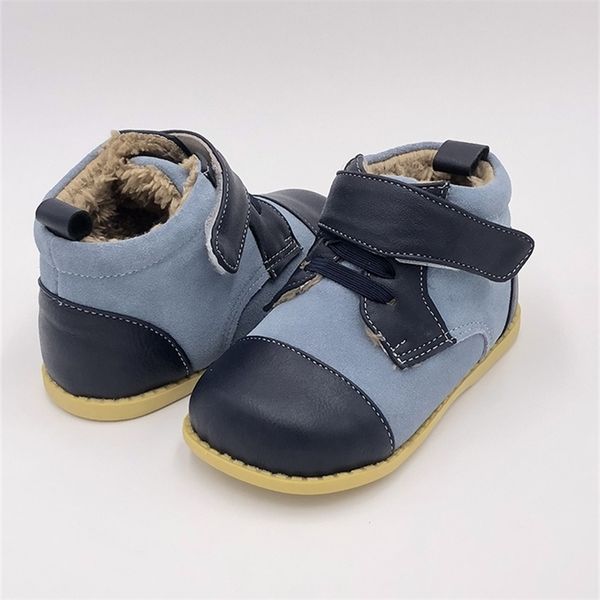 Tipsietoes marca de alta qualidade couro costura crianças crianças botas macias sapatos escola para meninos outono inverno 21403 moda 210306